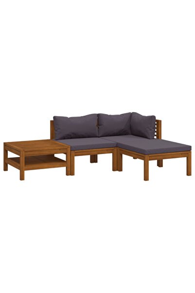 vidaxl Set mobilier de grădină cu perne, 4 piese, lemn masiv de acacia