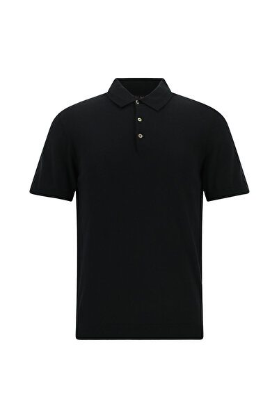 Abdullah Kiğılı Μπλουζάκι με στενή εφαρμογή, βαμβακερό γιακά πόλο, πλεκτό μεί...