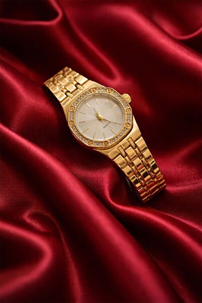 İnogge Women's Steel White Dial Gold Color Stone Premium Women's Wristwatch V...