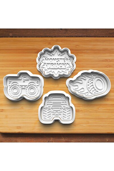 Hobist مجموعة مكونة من 4 قوالب للكوكيز والحلويات من ماركة مونستر تراك