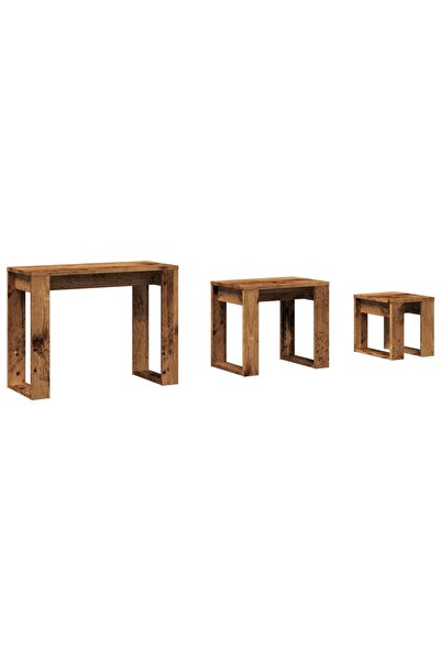 vidaxl Stackable tables, 3 pcs., old wood, processed wood