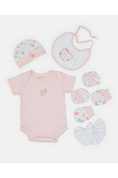 REDTAG Baby Girls Pale Pink 6 Piece Cotton Gift Set