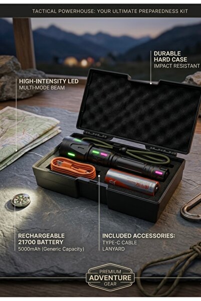 tebo aksesuar Şarjlı Beyaz Lazer LED Fener - Ultra Güçlü Aydınlatma