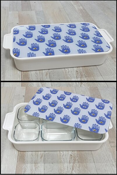 Pinkev Set of 6 Breakfast Bowls with Tempered Glass Lid and Melamine Tray - B...