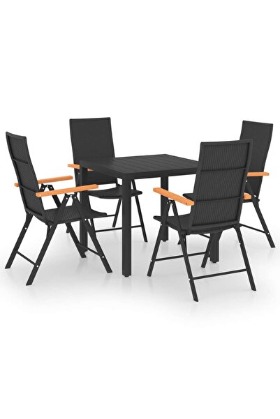 vidaxl Set mobilier de grădină, 5 piese, negru și maro