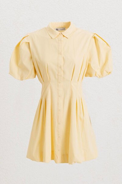 BSL Balon Kollu Mini Gömlek Elbise