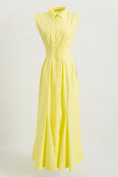 BSL Volanlı Midi Boy Gömlek Elbise