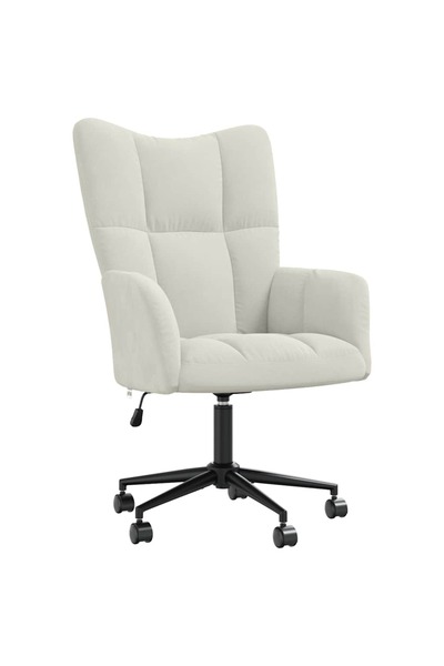 vidaxl Scaun de relaxare, alb crem, catifea