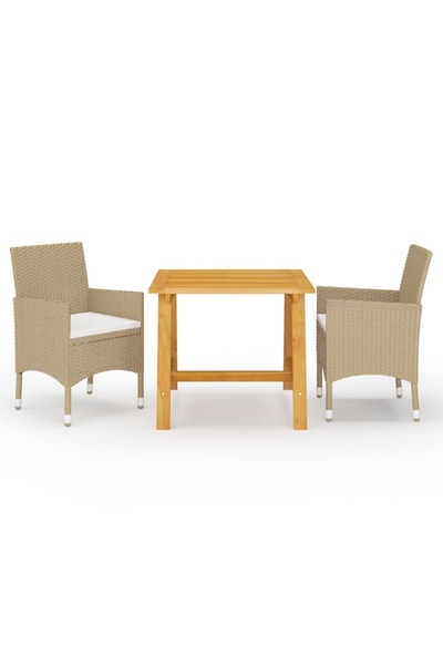 vidaxl Set mobilier de grădină, 3 piese, bej