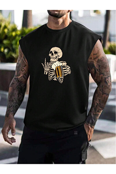 Ordorin Black Printed Athlete Undershirt