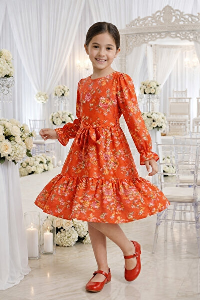 BİGOSSO Girl's Floral Birthday Evening Dress Stylish Dress