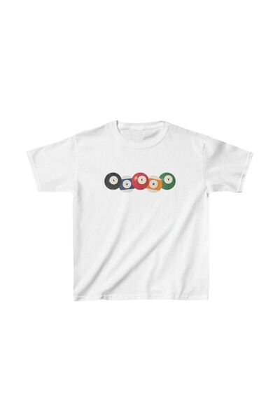 Violon Retro Lucky Ball Graphic Printed White T-Shirt