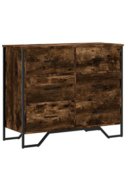 vidaxl Comodă cu sertare stejar fumuriu 91x35,5x74,5 cm lemn prelucrat