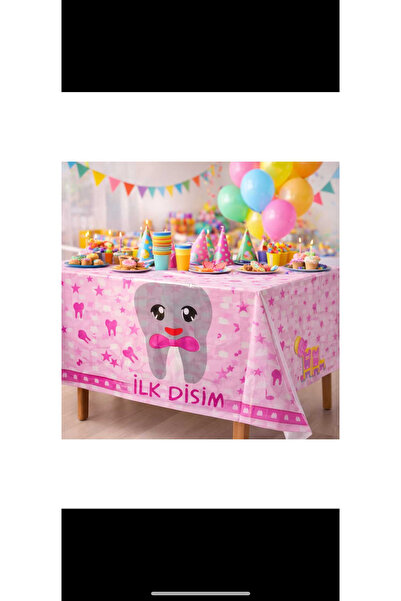 Happyewent My First Tooth Girl Party m Tablecloth Pink – Tooth-Themed First T...
