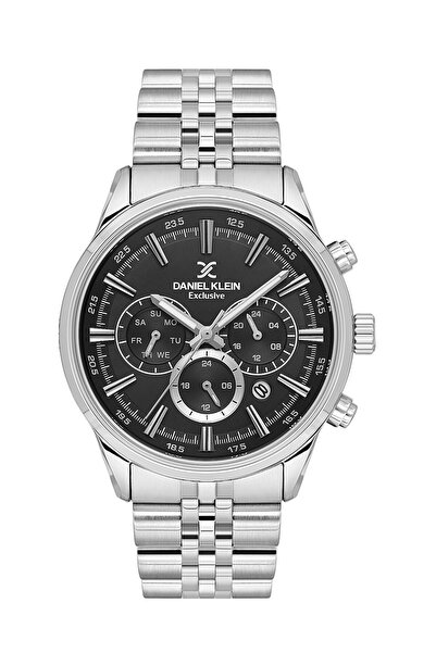 Daniel Klein Black Dial Silver Color Strap 43 mm 5 Atm Men's Wristwatch