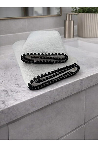 Türkühome Black Oyster Stitched 100% P Cotton Y Soft-Textured High Water Abso...