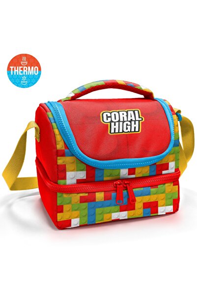 Coral High Cutie de prânz termoizolantă cu două straturi, cu model color bloc...