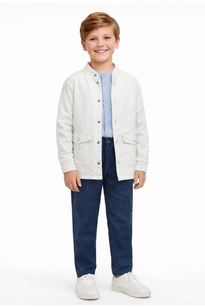 Nanica Kids Limi̇ Boy Soft Do Textured Eket Shirt Pants 3-Piece Set
