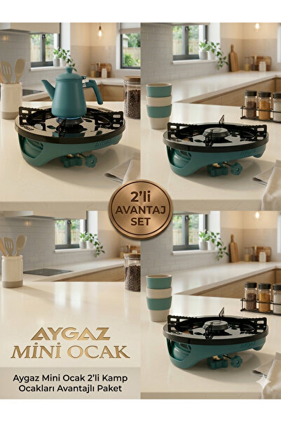 Aygaz 2’li Set Mini Kamp Ocağı – Mini Tüpe Uyumlu Taşınabilir Piknik Ocağı – ...