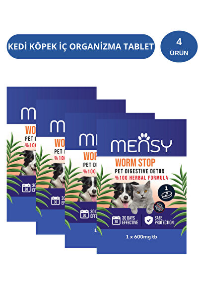 Mensy Kedi Köpek Bitkisel İç Organizma Tablet Koruyucu Ödül Tablet 4 Adet