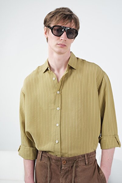 GIESTO Thick Striped Khaki Fashion Modal Lek