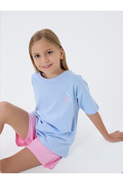 Uspa Girl's Soft-Textured Combed Cotton Shorts Suit