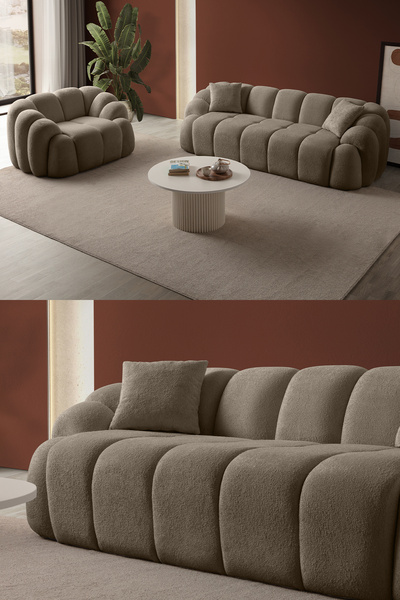 Eymense Bubble Koltuk Takımı 3+1 Kahverengi