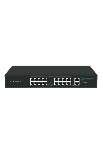Universal محول شبكة ODS غير قابل للإدارة بـ 16 منفذ PoE بقوة 200 واط و2 منفذ ...