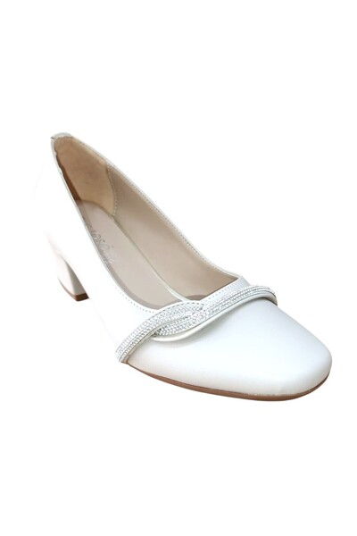 WHİTE LİNE 8696 Γυναικεία Παπούτσια με Πέτρες, Σετ των Χοντρό τακούνι Κομψά Π...