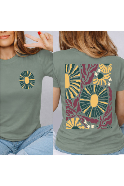 Kartier Tricou Dama Verde Salvie Retro meadow sun