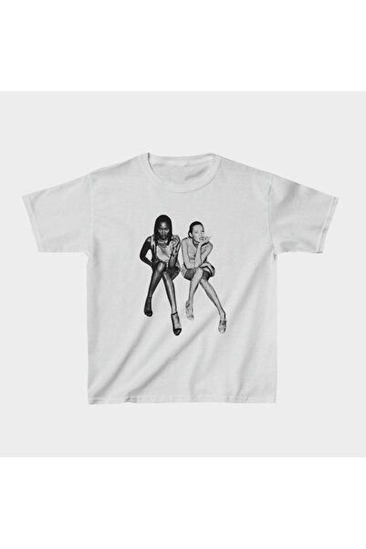 Violon Retro Fashion Girl Printed White T-Shirt