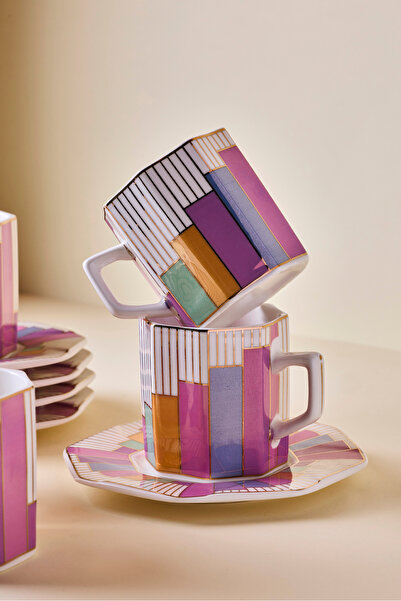 Perotti Antique 2-Person Colorful Surreal Coffee Cup Set