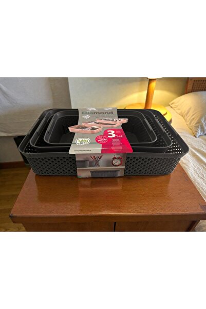 Online Home Market Coș multifuncțional Diamond din 3 piese (2,3 l + 3,5 l + 4...