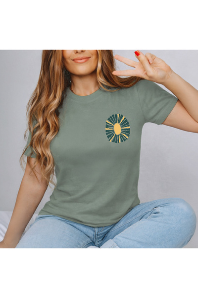 Kartier Tricou Dama Verde Salvie Retro meadow sun
