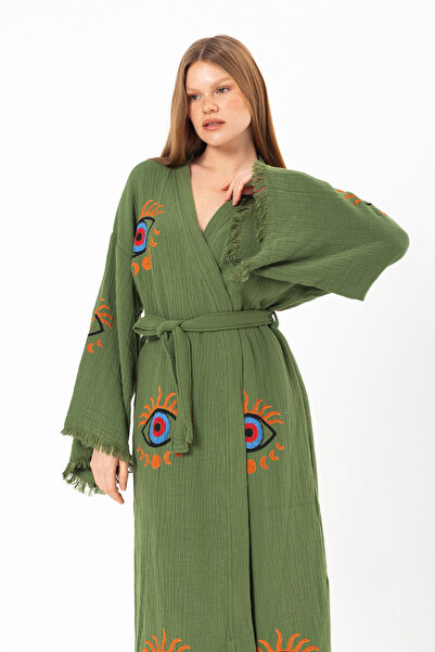 Denizli Kimono 100% قطن قطن عضوي أيه أوتوس آيز موديل مطبوع كيمونو موسلين، ردا...