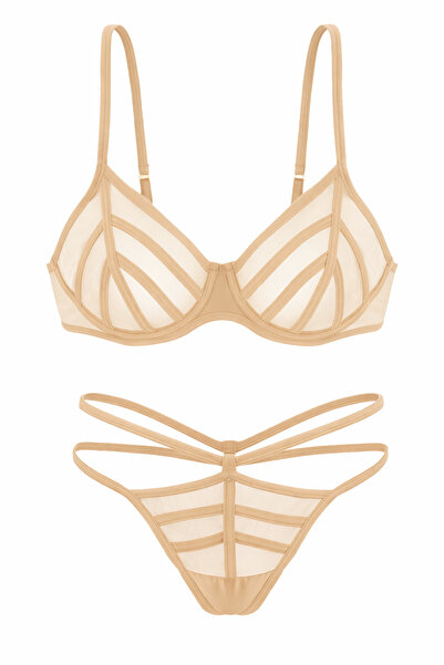 Wonna Set sutien și tanga din satin cu vipușcă tul - fără cupe - Modă - 2566 ...