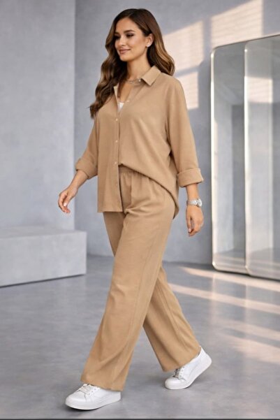 bb butik basic Women's Comfortable Ayrobin Fabric Casual Shirt and Pants Two-...