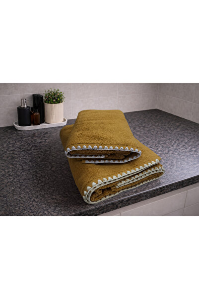 Türkühome Cream Oyster Stitched 100% P Cotton Y Soft-Textured High Water Abso...