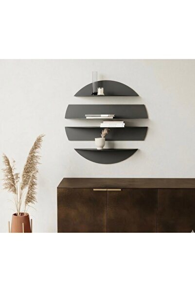 LunaCurve Modern Dekoratif Metal Duvar Rafı 76x30 cm 4’lü Set