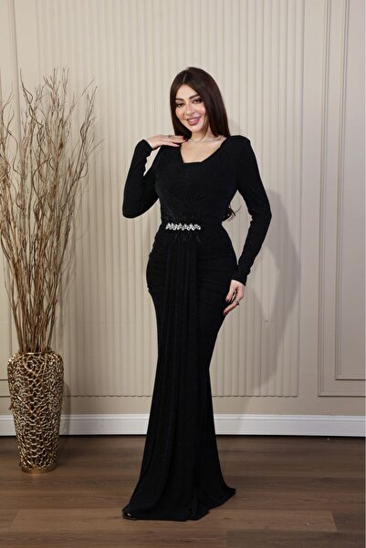 ٌRominz fashion فستان نواعم ميتاليك طويل للمناسبات خامة مطاطية فاخرة