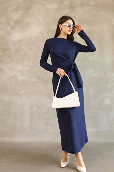 QBZ Belden Kuşağli Modal Long Dress