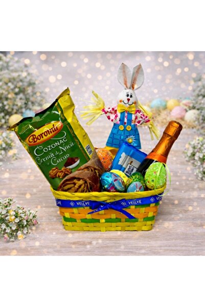 velve Cos cadou Paste Spring Celebration,decoratiune iepuras,cozonac,ciocolat...