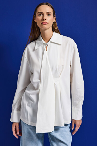it's basic Cămașă albă pentru femei w5 supradimensionat Special bumbac cu des...