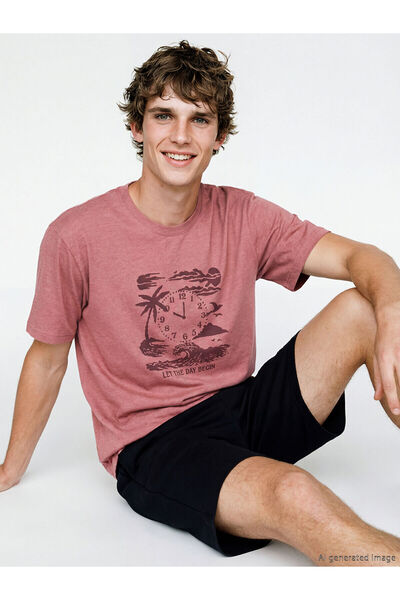 LC Waikiki Vizyon New Season Printed Men's Shorts Pajama Set