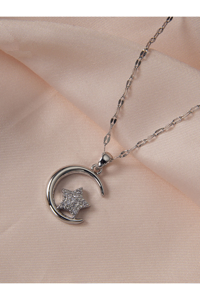 Take Two By Styli Embellished Star Moon Pendant Necklace
