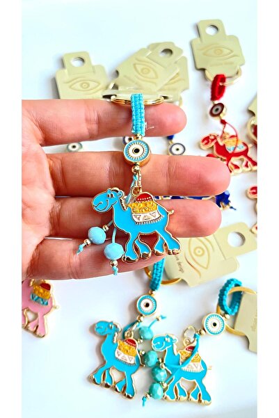 Cassime Μπρελόκ με μοτίβο μπλε καμήλας, επιχρυσωμένο, με διακοσμητικό μάτι