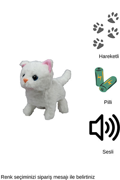welcomein Oyuncak Sesli Hareketli Pelüş Evcil Kedi Köpek Tavşan Peluş Oyun Ar...