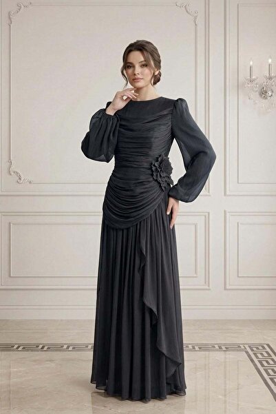 hakimoda ADELİN Işıltı Şifon Abiye Siyah
