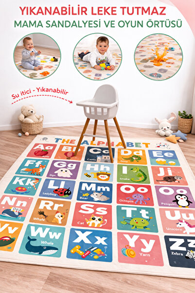 Evdek Water Repellent,Yer/ Mama Sandalyesi Altı,Aktivite,Yemek ve Oyun Örtüsü...