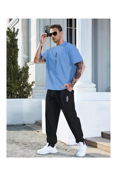 FATOOM STILE Men's Printed Bottom Top Tracksuit Set Oversized Crew Neck